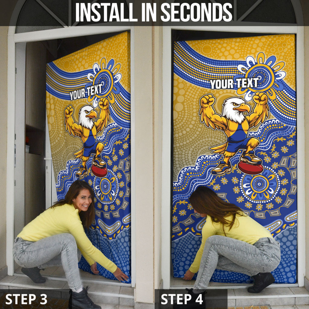Personalized West Coast Eagles Football Mascot Door Cover Aboriginal Dot Art Style Vibrant Indigenous Pattern Design