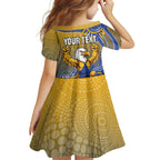 Personalized West Coast Eagles Football Mascot Family Matching Mermaid Dress and Hawaiian Shirt Aboriginal Dot Art Style Vibrant Indigenous Pattern Design