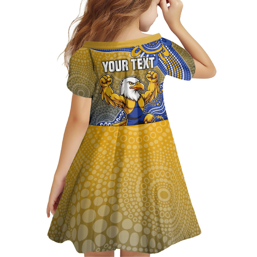 Personalized West Coast Eagles Football Mascot Family Matching Off Shoulder Maxi Dress and Hawaiian Shirt Aboriginal Dot Art Style Vibrant Indigenous Pattern Design