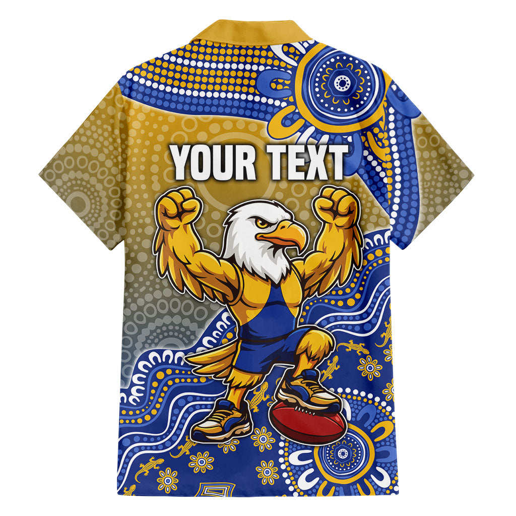 Personalized West Coast Eagles Football Mascot Family Matching Short Sleeve Bodycon Dress and Hawaiian Shirt Aboriginal Dot Art Style Vibrant Indigenous Pattern Design