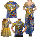 Personalized West Coast Eagles Football Mascot Family Matching Summer Maxi Dress and Hawaiian Shirt Aboriginal Dot Art Style Vibrant Indigenous Pattern Design