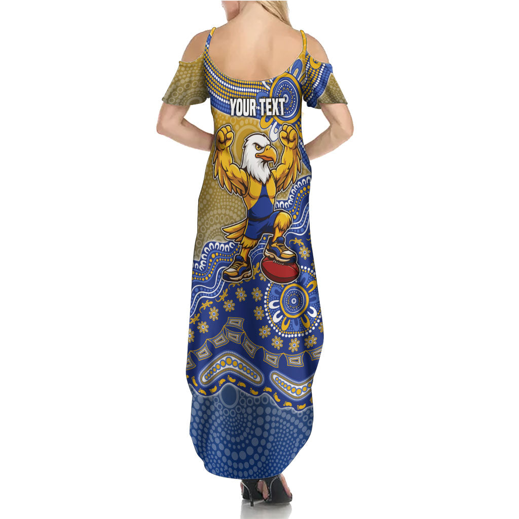 Personalized West Coast Eagles Football Mascot Family Matching Summer Maxi Dress and Hawaiian Shirt Aboriginal Dot Art Style Vibrant Indigenous Pattern Design