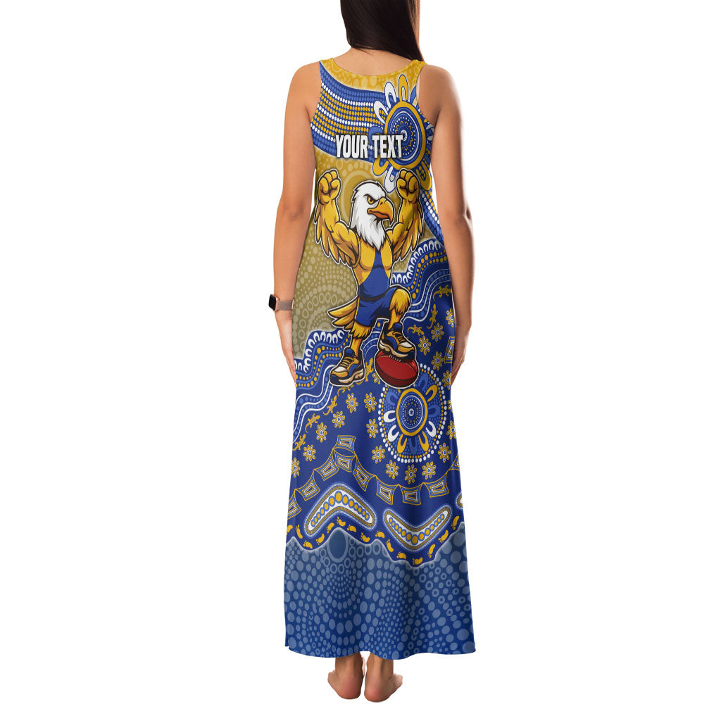 Personalized West Coast Eagles Football Mascot Family Matching Tank Maxi Dress and Hawaiian Shirt Aboriginal Dot Art Style Vibrant Indigenous Pattern Design