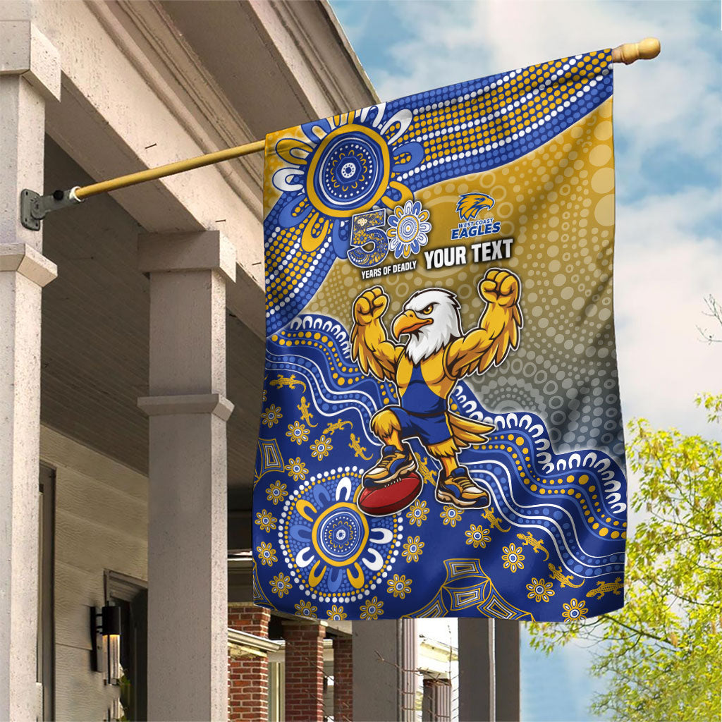 Personalized West Coast Eagles Football Mascot Garden Flag Aboriginal Dot Art Style Vibrant Indigenous Pattern Design