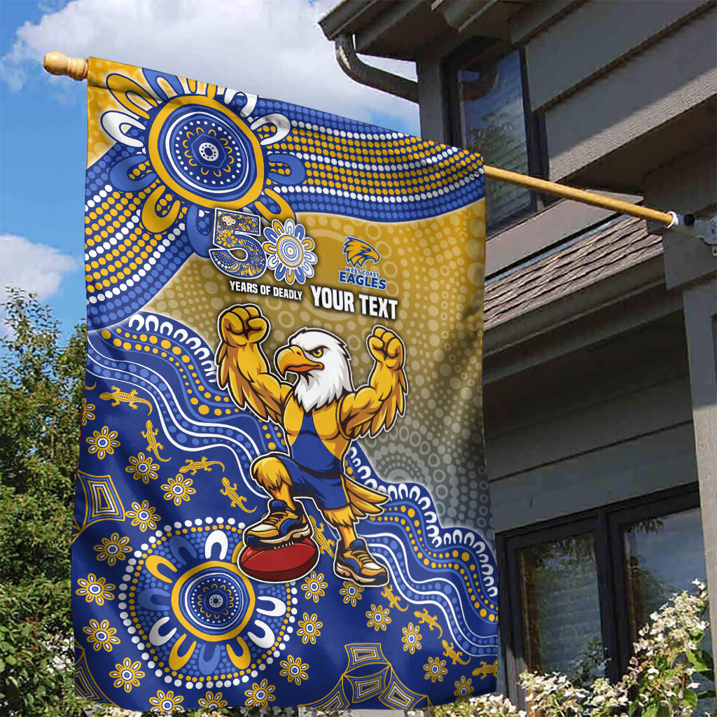 Personalized West Coast Eagles Football Mascot Garden Flag Aboriginal Dot Art Style Vibrant Indigenous Pattern Design