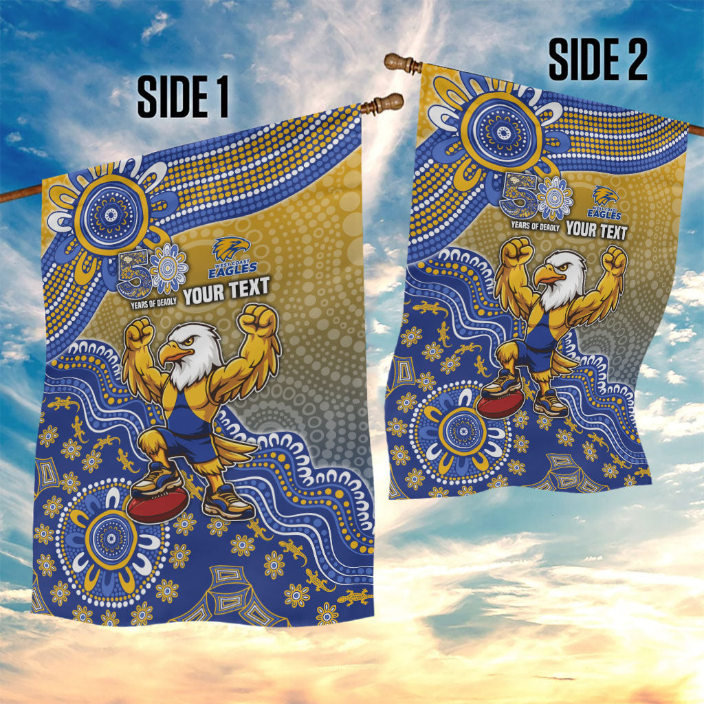 Personalized West Coast Eagles Football Mascot Garden Flag Aboriginal Dot Art Style Vibrant Indigenous Pattern Design