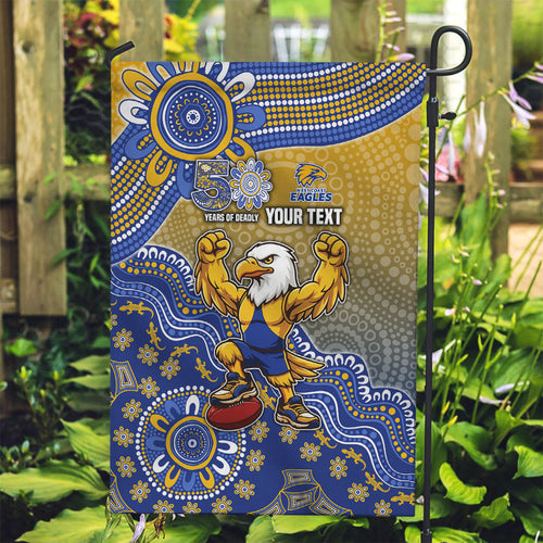 Personalized West Coast Eagles Football Mascot Garden Flag Aboriginal Dot Art Style Vibrant Indigenous Pattern Design