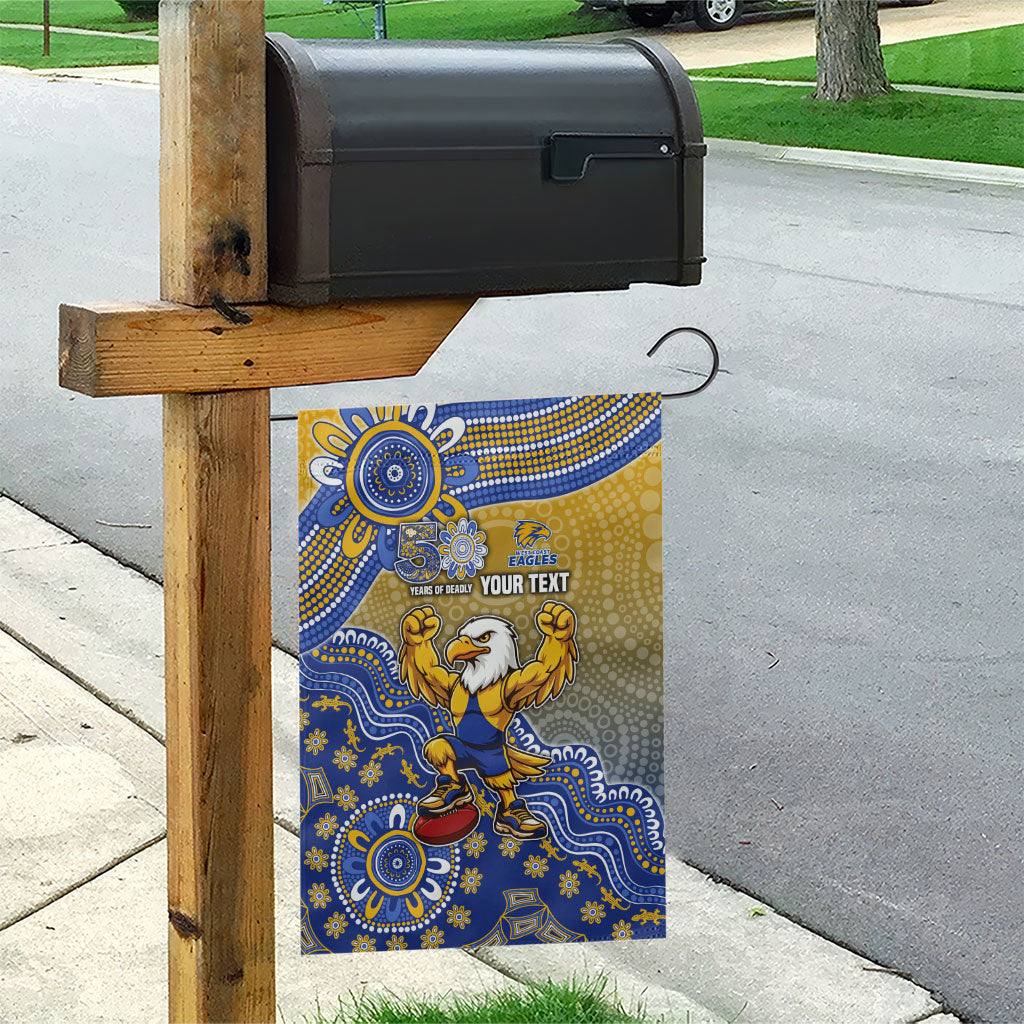 Personalized West Coast Eagles Football Mascot Garden Flag Aboriginal Dot Art Style Vibrant Indigenous Pattern Design