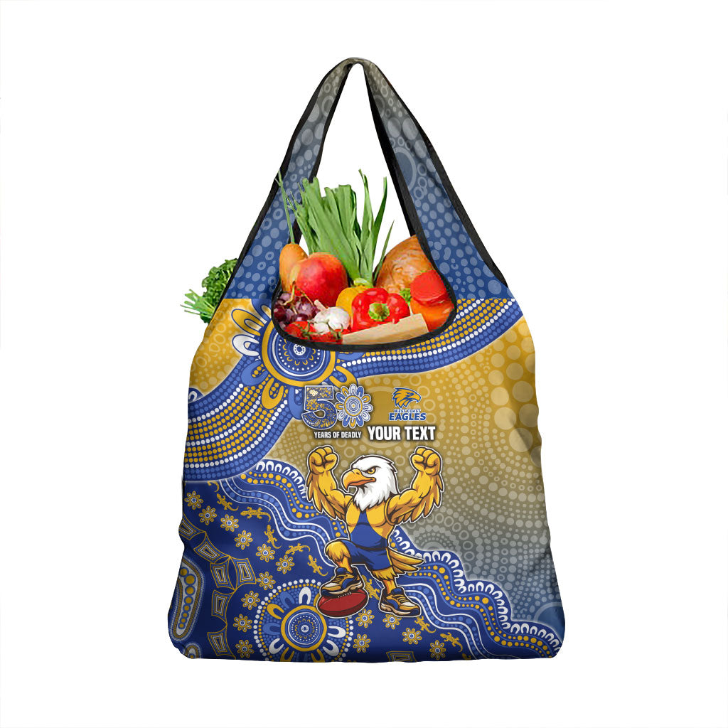Personalized West Coast Eagles Football Mascot Grocery Bag Aboriginal Dot Art Style Vibrant Indigenous Pattern Design