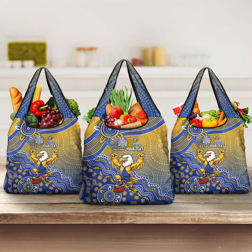 Personalized West Coast Eagles Football Mascot Grocery Bag Aboriginal Dot Art Style Vibrant Indigenous Pattern Design