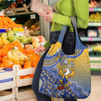 Personalized West Coast Eagles Football Mascot Grocery Bag Aboriginal Dot Art Style Vibrant Indigenous Pattern Design