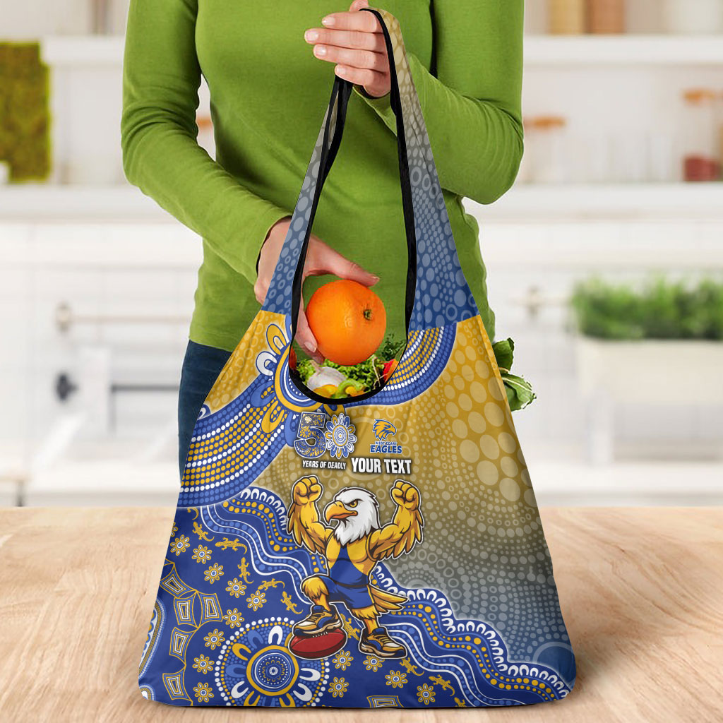 Personalized West Coast Eagles Football Mascot Grocery Bag Aboriginal Dot Art Style Vibrant Indigenous Pattern Design