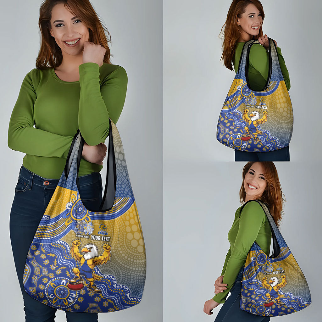 Personalized West Coast Eagles Football Mascot Grocery Bag Aboriginal Dot Art Style Vibrant Indigenous Pattern Design