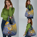 Personalized West Coast Eagles Football Mascot Grocery Bag Aboriginal Dot Art Style Vibrant Indigenous Pattern Design