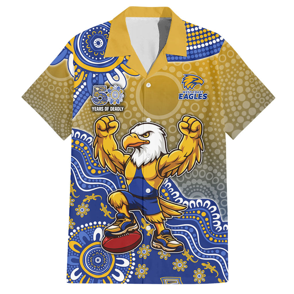 Personalized West Coast Eagles Football Mascot Hawaiian Shirt Aboriginal Dot Art Style Vibrant Indigenous Pattern Design