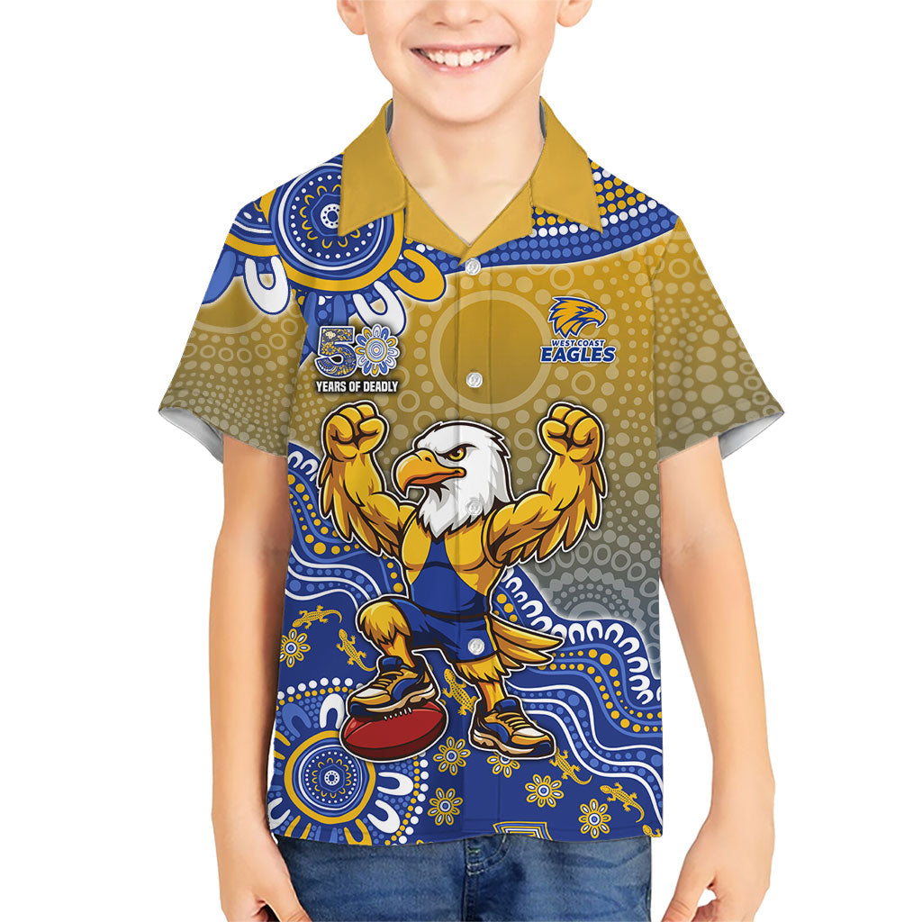 Personalized West Coast Eagles Football Mascot Hawaiian Shirt Aboriginal Dot Art Style Vibrant Indigenous Pattern Design