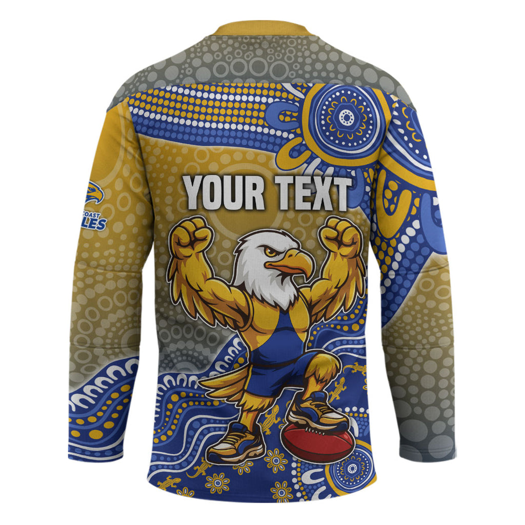 Personalized West Coast Eagles Football Mascot Hockey Jersey Aboriginal Dot Art Style Vibrant Indigenous Pattern Design