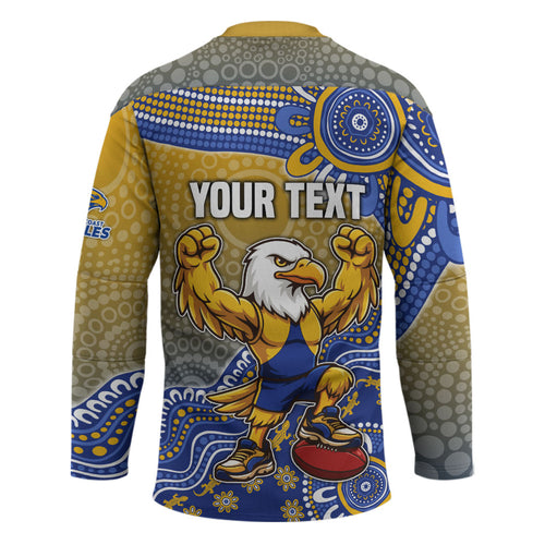 Personalized West Coast Eagles Football Mascot Hockey Jersey Aboriginal Dot Art Style Vibrant Indigenous Pattern Design