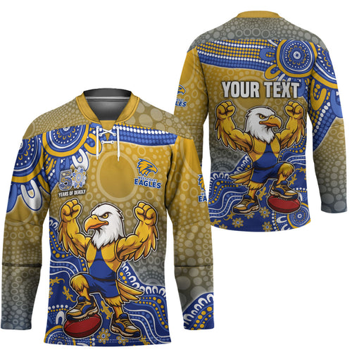 Personalized West Coast Eagles Football Mascot Hockey Jersey Aboriginal Dot Art Style Vibrant Indigenous Pattern Design