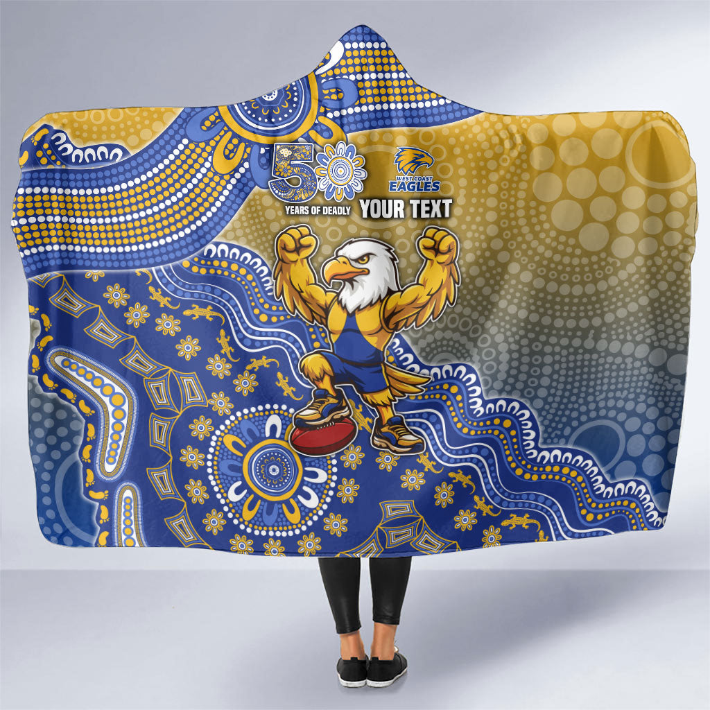 Personalized West Coast Eagles Football Mascot Hooded Blanket Aboriginal Dot Art Style Vibrant Indigenous Pattern Design