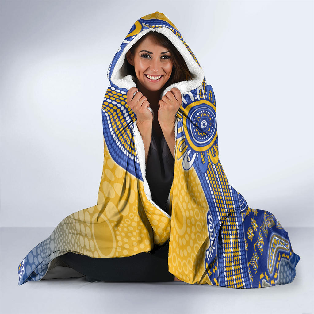 Personalized West Coast Eagles Football Mascot Hooded Blanket Aboriginal Dot Art Style Vibrant Indigenous Pattern Design