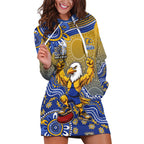 Personalized West Coast Eagles Football Mascot Hoodie Dress Aboriginal Dot Art Style Vibrant Indigenous Pattern Design