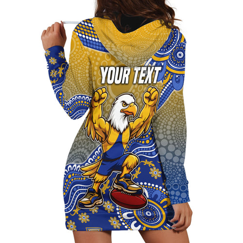 Personalized West Coast Eagles Football Mascot Hoodie Dress Aboriginal Dot Art Style Vibrant Indigenous Pattern Design