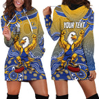 Personalized West Coast Eagles Football Mascot Hoodie Dress Aboriginal Dot Art Style Vibrant Indigenous Pattern Design