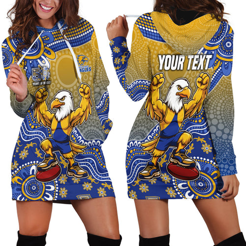 Personalized West Coast Eagles Football Mascot Hoodie Dress Aboriginal Dot Art Style Vibrant Indigenous Pattern Design