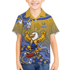 Personalized West Coast Eagles Football Mascot Kid Hawaiian Shirt Aboriginal Dot Art Style Vibrant Indigenous Pattern Design