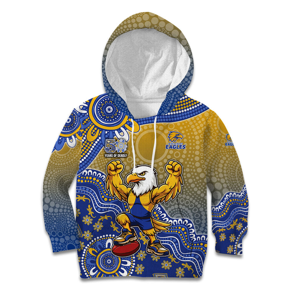 Personalized West Coast Eagles Football Mascot Kid Hoodie Aboriginal Dot Art Style Vibrant Indigenous Pattern Design