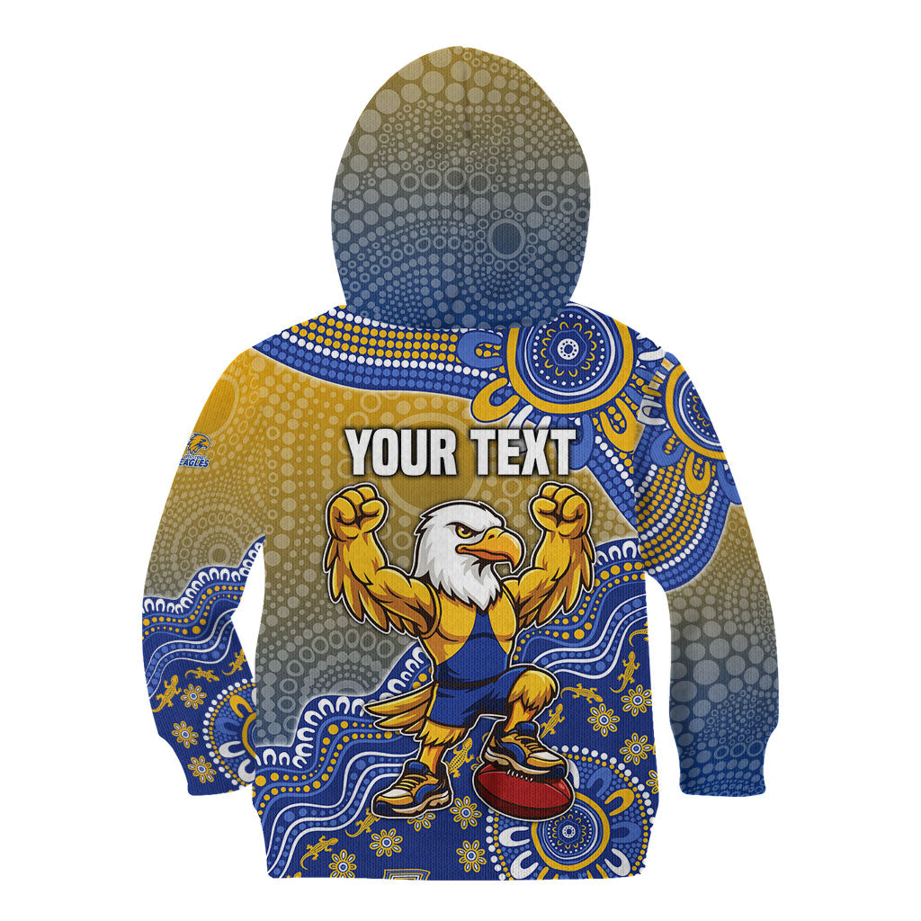 Personalized West Coast Eagles Football Mascot Kid Hoodie Aboriginal Dot Art Style Vibrant Indigenous Pattern Design