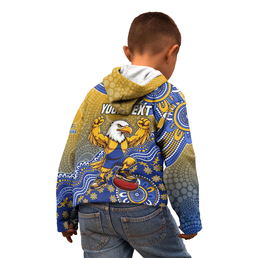 Personalized West Coast Eagles Football Mascot Kid Hoodie Aboriginal Dot Art Style Vibrant Indigenous Pattern Design