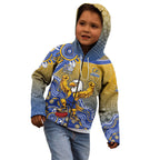 Personalized West Coast Eagles Football Mascot Kid Hoodie Aboriginal Dot Art Style Vibrant Indigenous Pattern Design