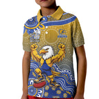 Personalized West Coast Eagles Football Mascot Kid Polo Shirt Aboriginal Dot Art Style Vibrant Indigenous Pattern Design