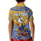 Personalized West Coast Eagles Football Mascot Kid Polo Shirt Aboriginal Dot Art Style Vibrant Indigenous Pattern Design