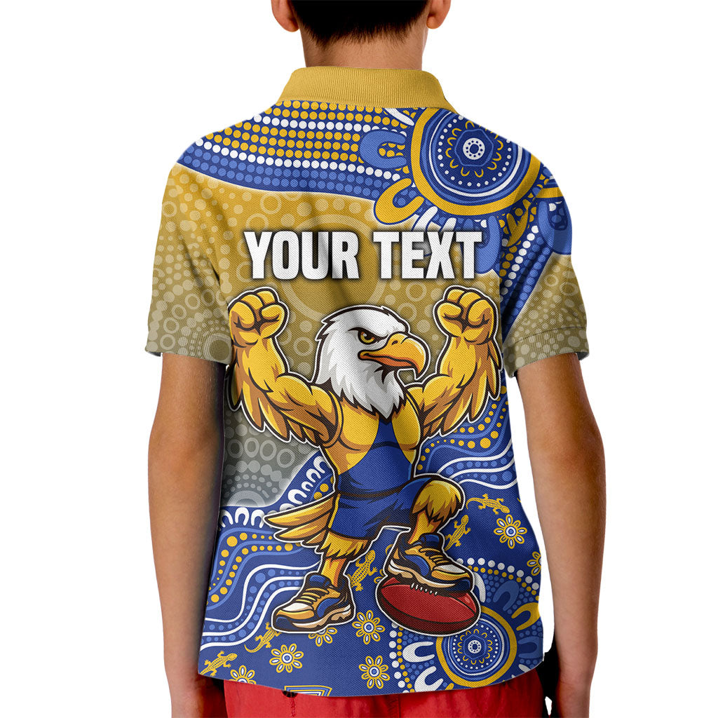 Personalized West Coast Eagles Football Mascot Kid Polo Shirt Aboriginal Dot Art Style Vibrant Indigenous Pattern Design