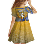 Personalized West Coast Eagles Football Mascot Kid Short Sleeve Dress Aboriginal Dot Art Style Vibrant Indigenous Pattern Design