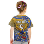 Personalized West Coast Eagles Football Mascot Kid T Shirt Aboriginal Dot Art Style Vibrant Indigenous Pattern Design