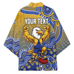 Personalized West Coast Eagles Football Mascot Kimono Aboriginal Dot Art Style Vibrant Indigenous Pattern Design