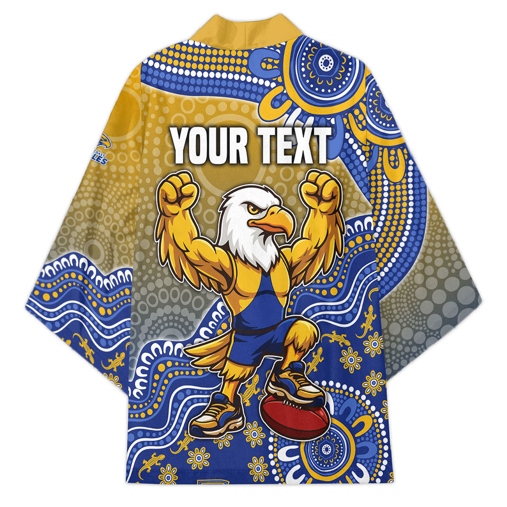 Personalized West Coast Eagles Football Mascot Kimono Aboriginal Dot Art Style Vibrant Indigenous Pattern Design