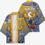 Personalized West Coast Eagles Football Mascot Kimono Aboriginal Dot Art Style Vibrant Indigenous Pattern Design