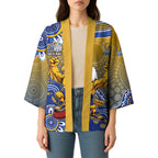 Personalized West Coast Eagles Football Mascot Kimono Aboriginal Dot Art Style Vibrant Indigenous Pattern Design