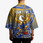 Personalized West Coast Eagles Football Mascot Kimono Aboriginal Dot Art Style Vibrant Indigenous Pattern Design