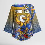 Personalized West Coast Eagles Football Mascot Kimono Sleeve Blouse Aboriginal Dot Art Style Vibrant Indigenous Pattern Design