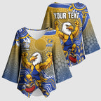 Personalized West Coast Eagles Football Mascot Kimono Sleeve Blouse Aboriginal Dot Art Style Vibrant Indigenous Pattern Design
