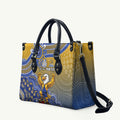 Personalized West Coast Eagles Football Mascot Leather Bag Aboriginal Dot Art Style Vibrant Indigenous Pattern Design