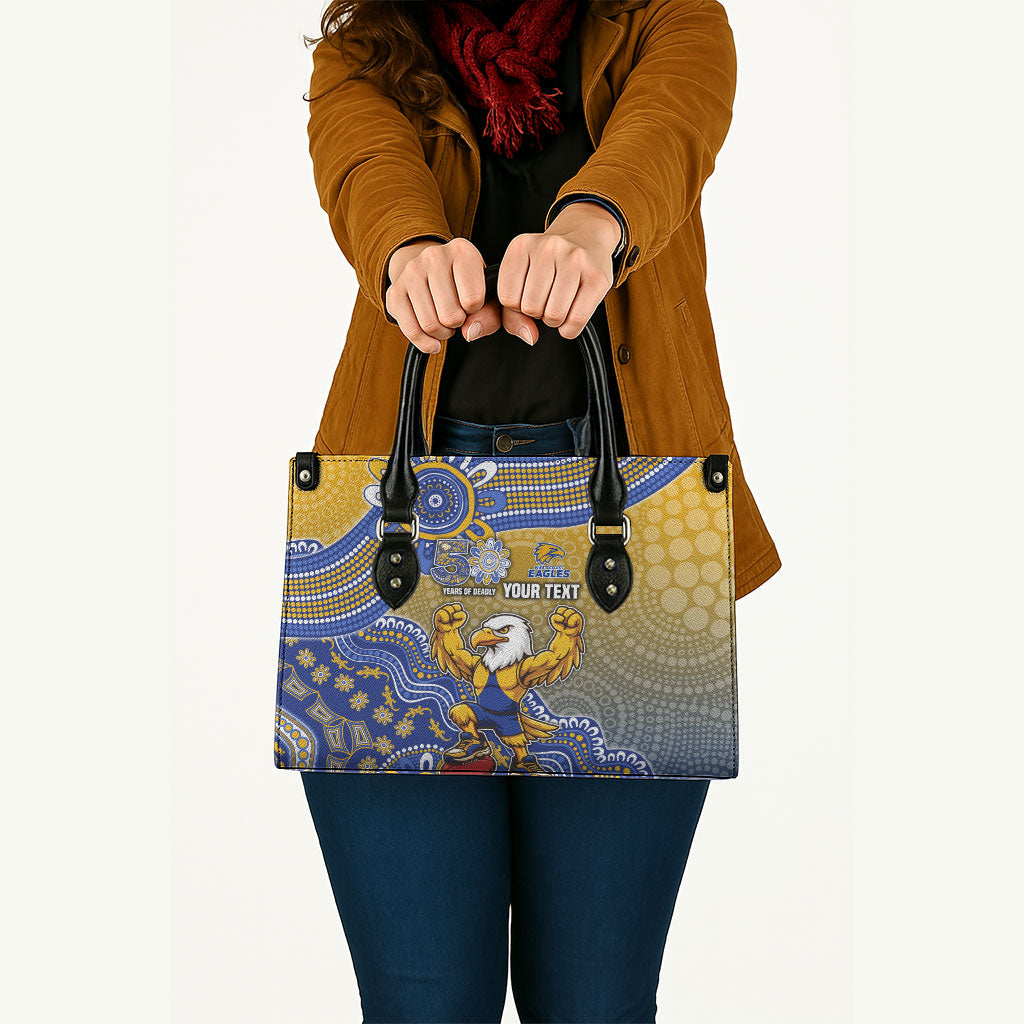 Personalized West Coast Eagles Football Mascot Leather Bag Aboriginal Dot Art Style Vibrant Indigenous Pattern Design