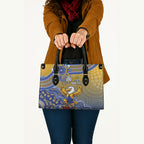 Personalized West Coast Eagles Football Mascot Leather Bag Aboriginal Dot Art Style Vibrant Indigenous Pattern Design