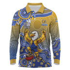 Personalized West Coast Eagles Football Mascot Long Sleeve Polo Shirt Aboriginal Dot Art Style Vibrant Indigenous Pattern Design